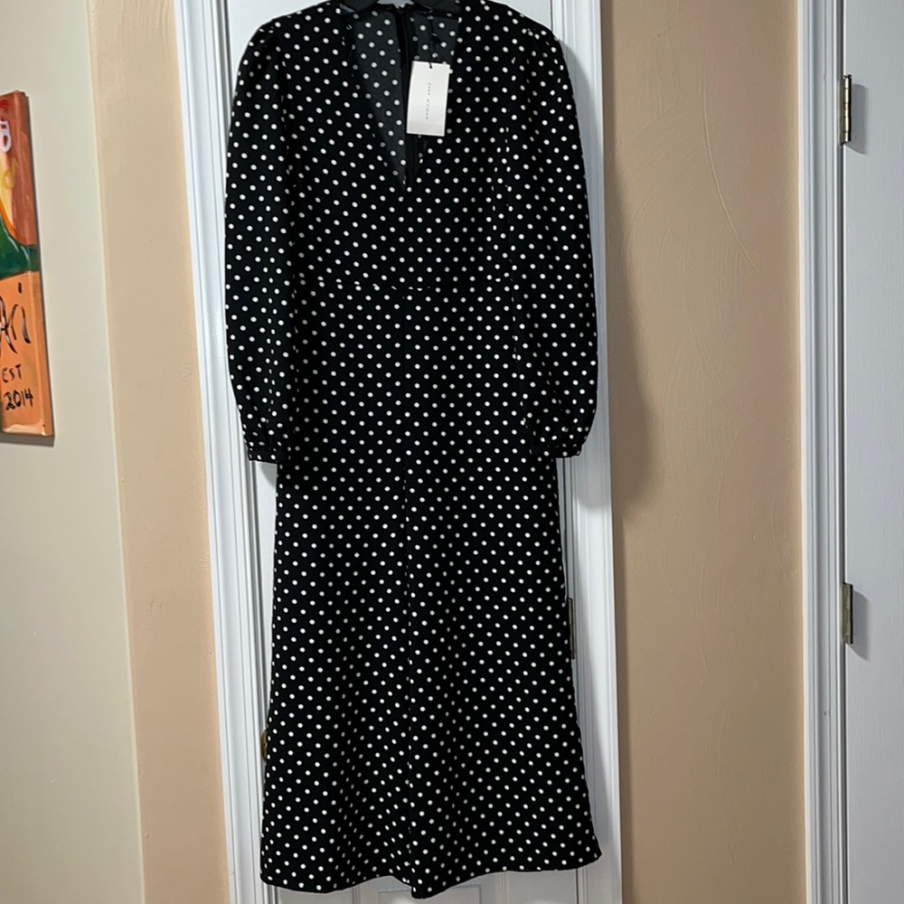 NWT ZARA WOMEN POLKA DOT JUMPSUIT SZ XS ZIP BCK.